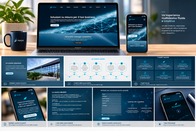 Showcase digitale Harpa in blu e teal